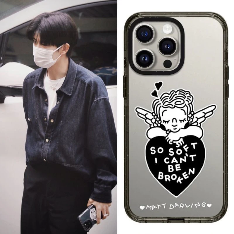 

Angel Heart 2.0 Acrylic Black Border iPhone 11 12 13 14 15 Pro Max Protective Mobile Phone Case Cover Shell