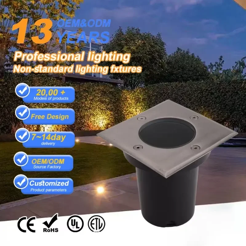 IP68 Waterproof Outdoor Inground LED Light for Landscape Lighting Garden Super Bright Aluminum Stainless Steel Black Dimmable