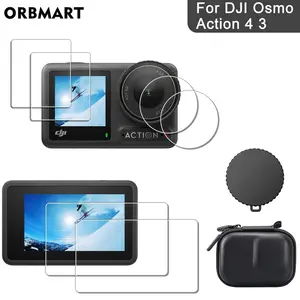 Bilashmart DJI Osmo Action 4 3 Screen Protector Tempered Glass Film Lens Cover Cap Bag Case DJI Action 4 3 Accessories
