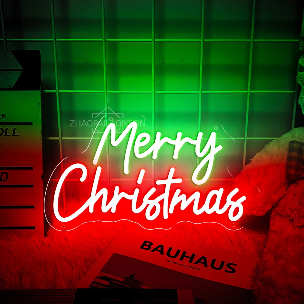 Neon Lights Merry Christmas Decor Room Bedroom Bar Club Cafe Shop Store Wall Hanging Neon Sign Led Light Christmas Lighting Gift