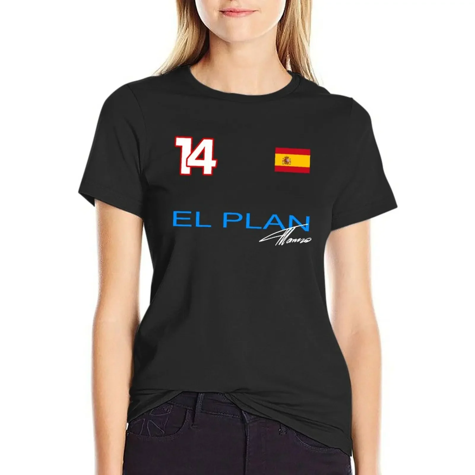 

Alonso 14 El Plan F1 T-Shirt funny anime Aesthetic clothing plain tshirts for Women