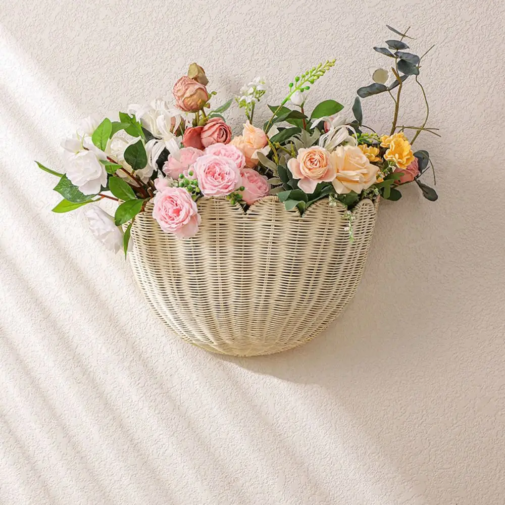 Handwoven Rattan Wall - Mounted Basket: Rustic Handmade Storage Basket for Home Decoration, Miscellaneous Items Organization