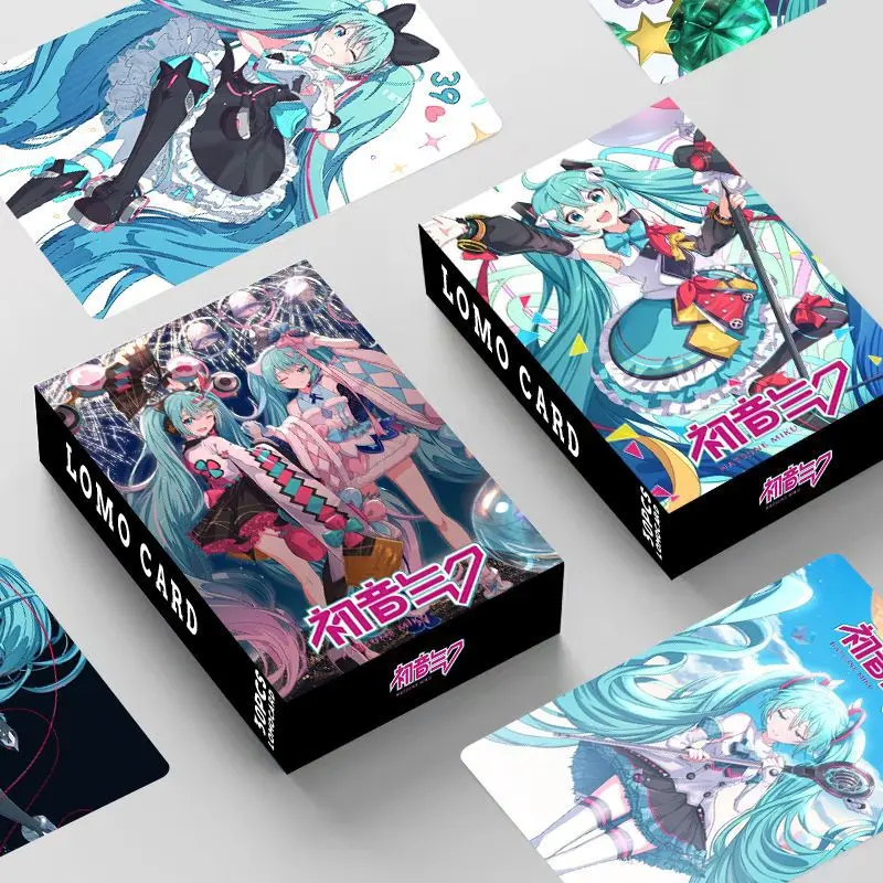30 cartes laser bidimensionnelles Hatsune Miku, produits dérivés de cinéma et de télévision, cartes postales mignonnes de dessins animés pour étudiants, cartes de vœux pour les fêtes.