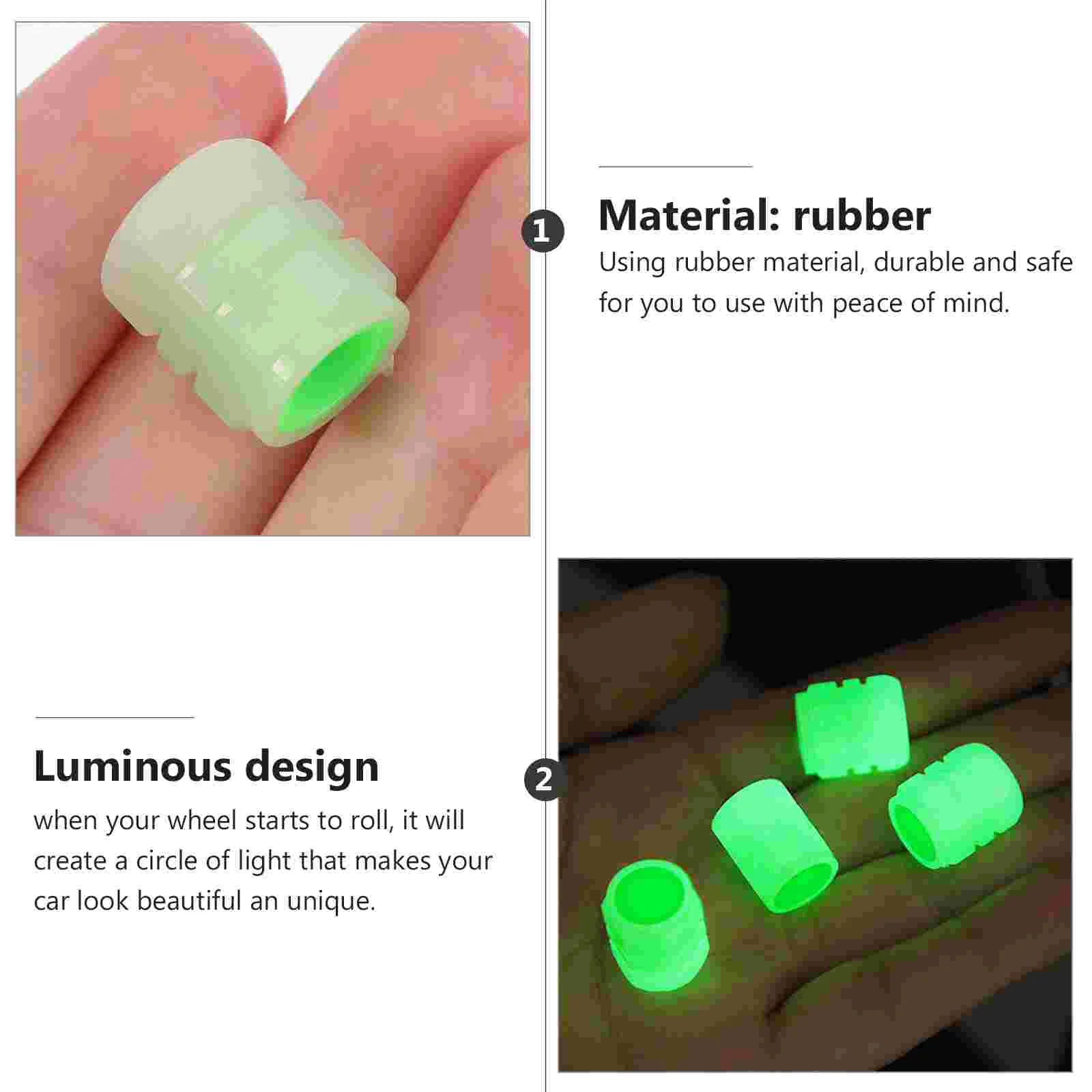 16 Pcs Tire Caps Glowing Car Valve Fontanel Hat Cover Stem Motorcycle Rubber Air