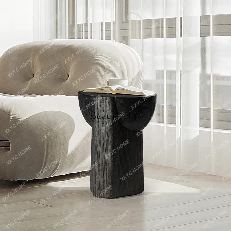 

A Sand Wind Black Creative Solid Wood Small Coffee Table Nordic Simple Living Room Corner Table