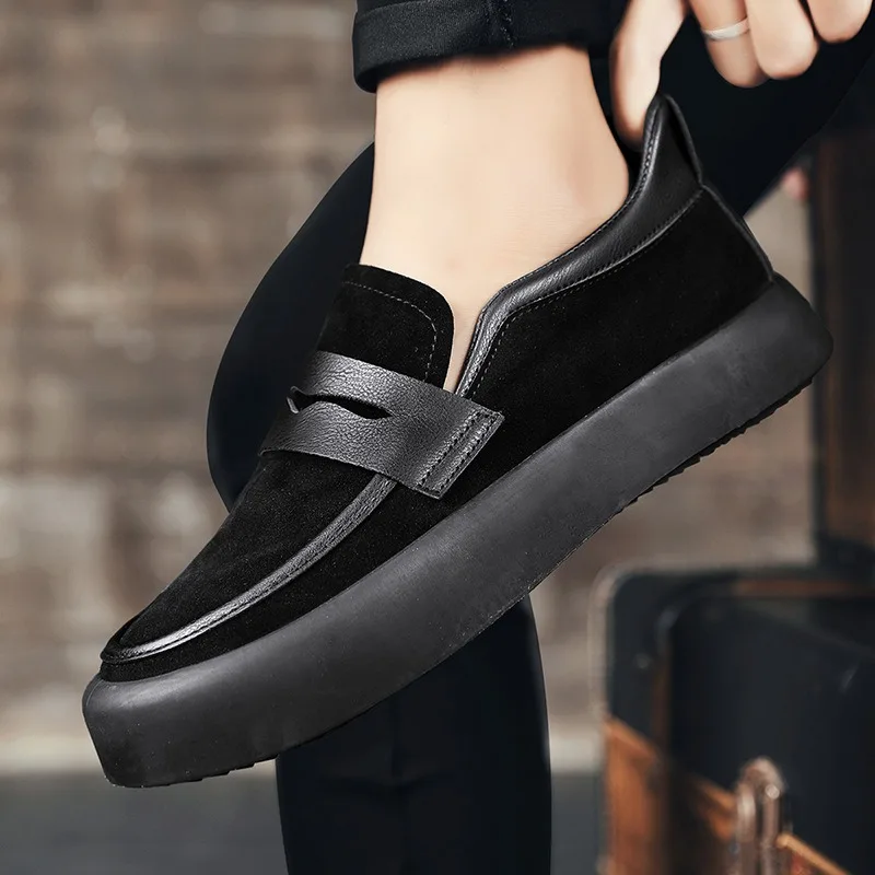 2025 Autumn New Comfortable Breathable Men Shoe Business Single Shoes Non-slip  Leather Walking Shoes Round Toe Men Flat Heels