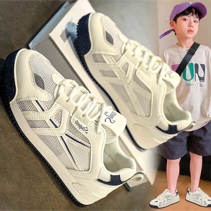 

Children's Shoes, Boys' White Shoes, Summer 2024 New Children's Mesh Breathable Sports Shoes for Older Children and Students