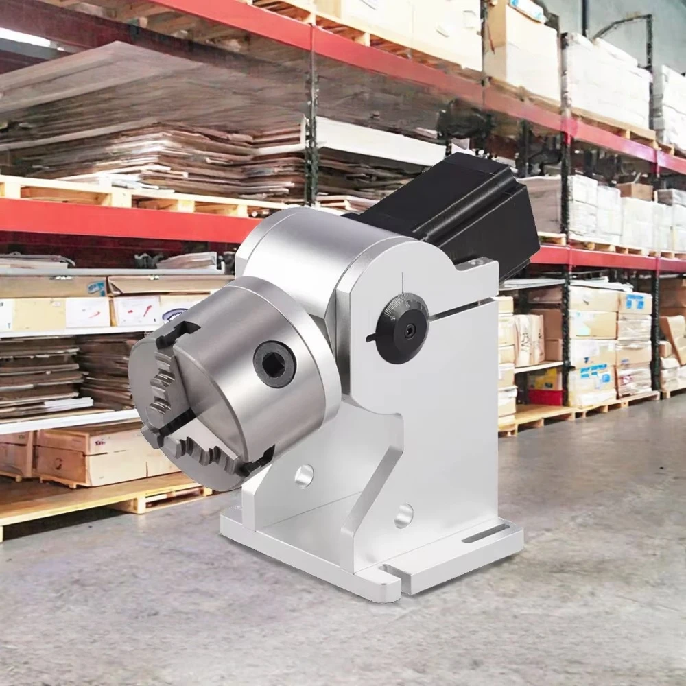 Chinese Manufacturer's New 5-120mm Rotary Chuck Fixture with Step Motor for Engraving Ring Bottle Wavelength 1064nm
