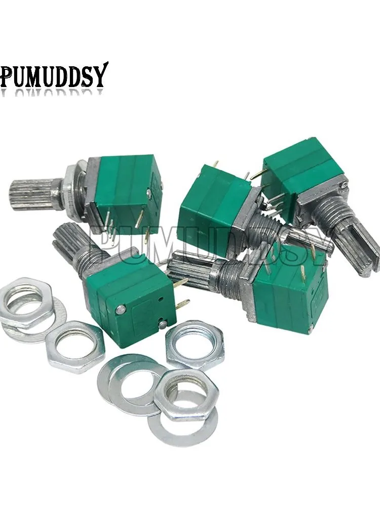 Potentiomètre d'étanchéité pour amplificateur, 5 pièces, RV097NS 5K 10K 20K 50K 100K 500K B5K avec interrupteur audio, arbre 5 broches, 15mm