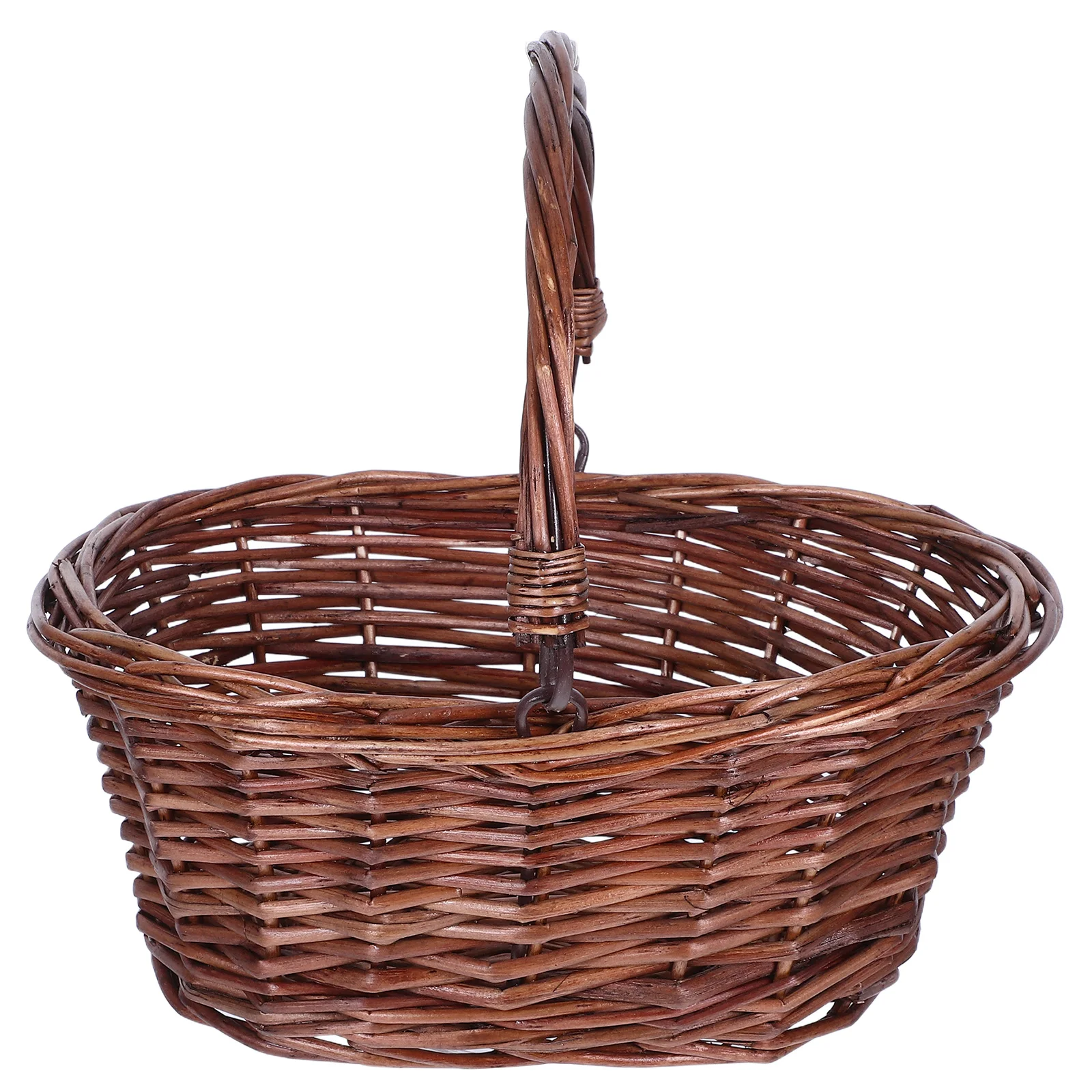 

Picnic Basket Woven Rattan Gift Flower Handle Baskets Storage Shopping Harvest Willow Weaving Basket Fruit Holiday