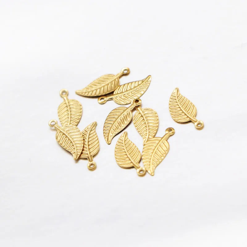 20pcs/lot 6*14mm Stainless Steel Small Leaves Charms Tree Leaf Pendants for DIY Jewelry Making Findings