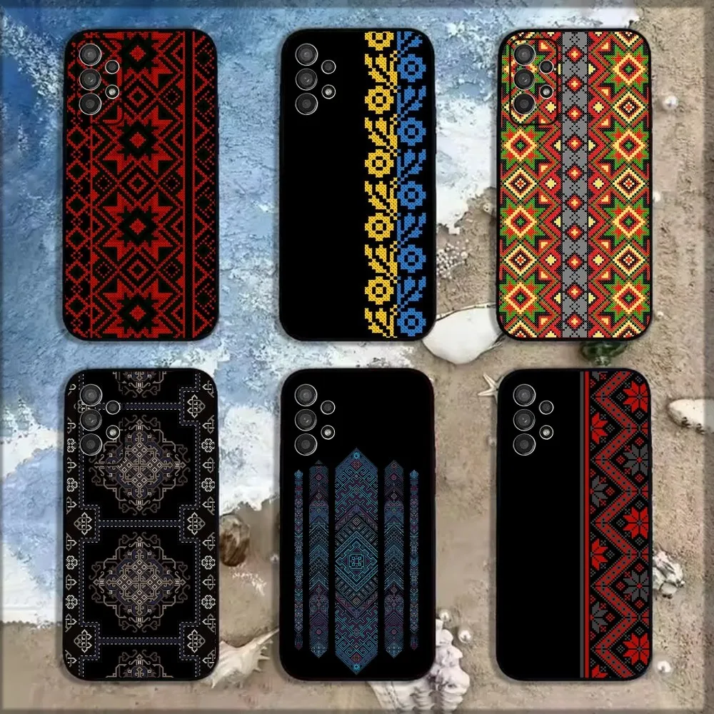 G-Ukraine Ornament pattern Phone Case For Samsung Galaxy A13,A21s,A22,A31,A32,A52,A53,A71,A80,A91 Soft Black Shell