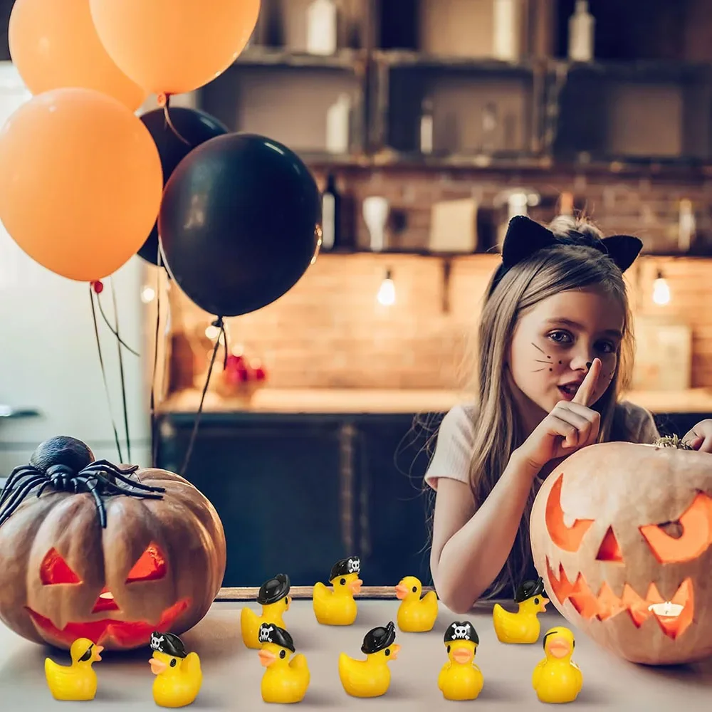 60Pcs Mini Resin Duck Halloween Pirate Tiny Ducks Little Pirate Mini Ducks Cute Miniature Resin Duck Miniature Figures Ornament