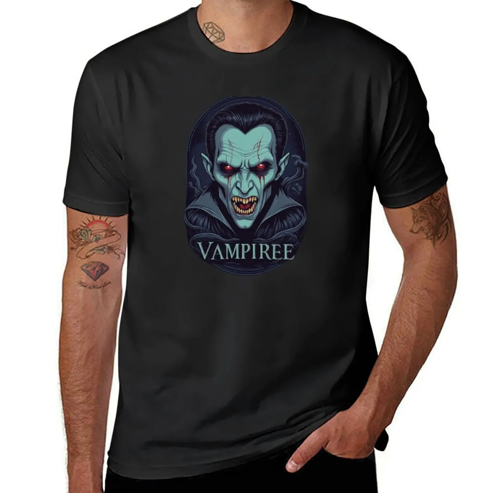 The Vampiree, Horror style, Thriller creature, Horror Face T-Shirt anime clothes anime stuff anime t shirts for men graphic