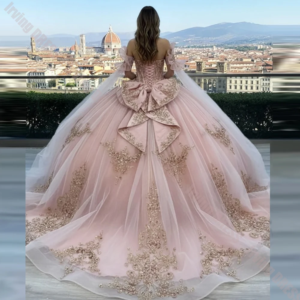 Customized Quinceanera Dresses Customized Sweetheart Neck Beaded Crystal Streamer Ball Gown Party Birthday for Sweet 15 16 Gowns