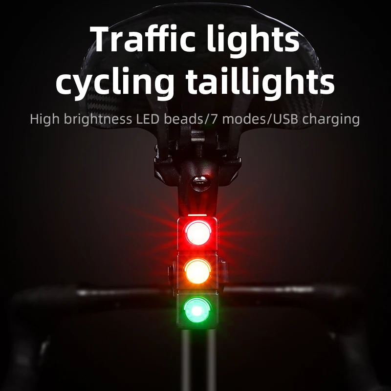 Road Bike Tail Light Bicycle Red Yellow Green Three Color Light  Mountain Bike 450mAh Rear Light Cycling Taillight Cycling Parts