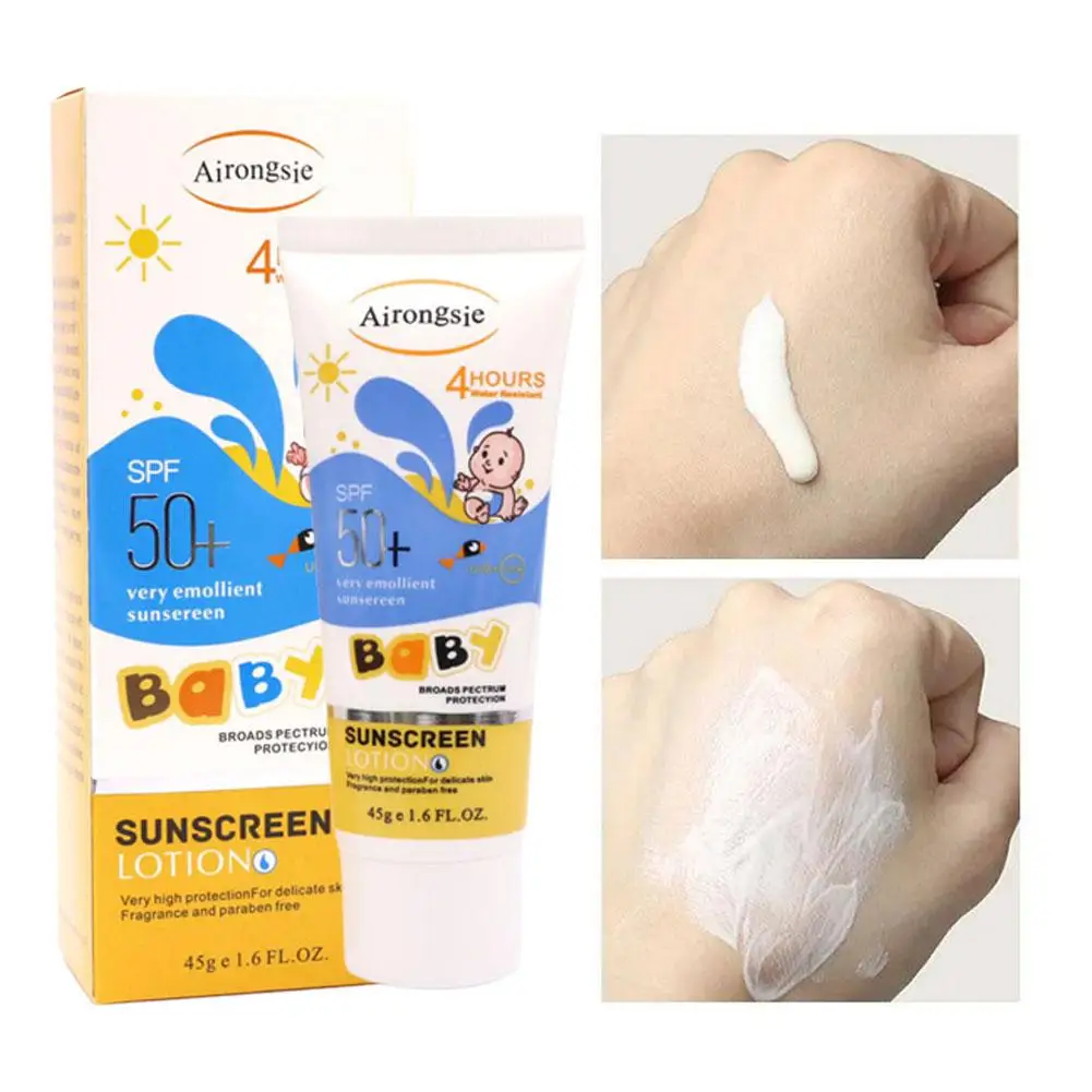 Crème solaire pour enfants 45g, crème solaire pour enfants, crème solaire hydratante pour le visage et le corps, crème apaisante, réétiquettes calmantes K6V1