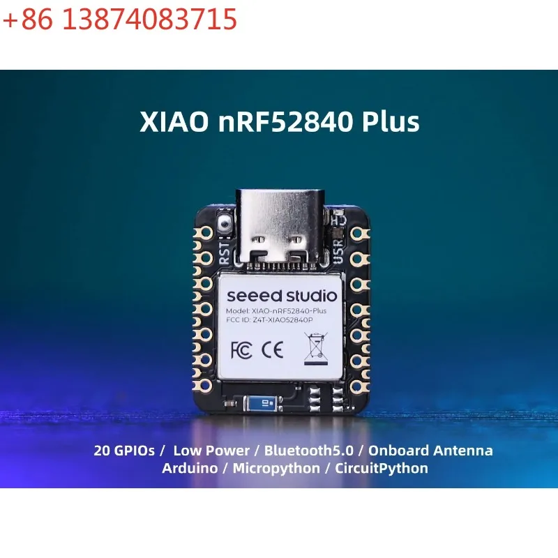 Seeed Studio XIAO nRF52840 Plus - XIAO nRF52840 Sense Plus - 20 GPIOs, Arduino/MicroPython/CircuitPython