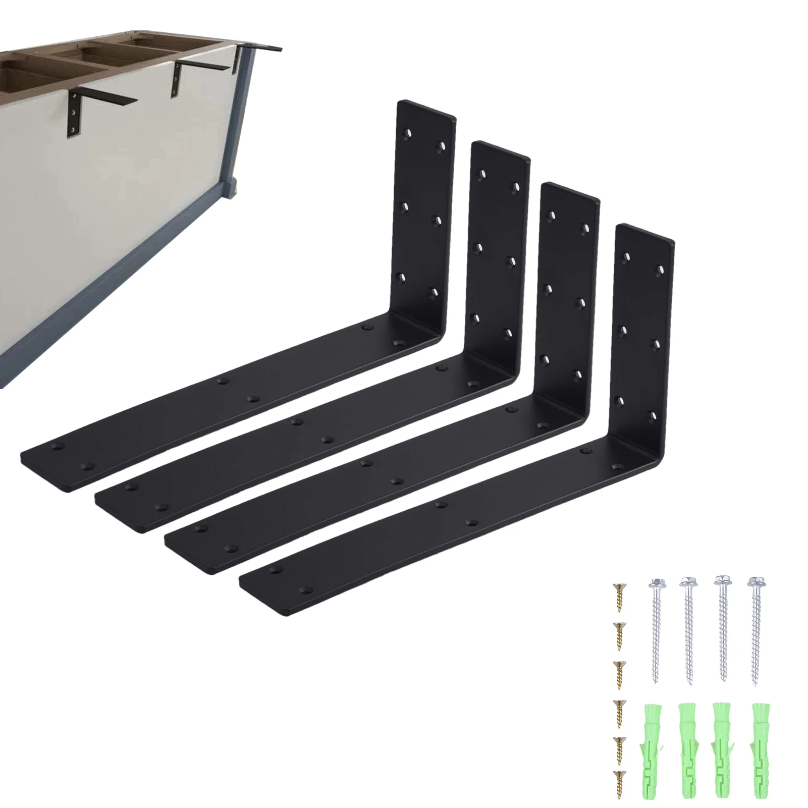 

Countertop Support Brackets 12 Inch Heavy Duty Counter Top L Brackets 4 Pieces Metal Mantel Corbels for Wood Quartz Granite
