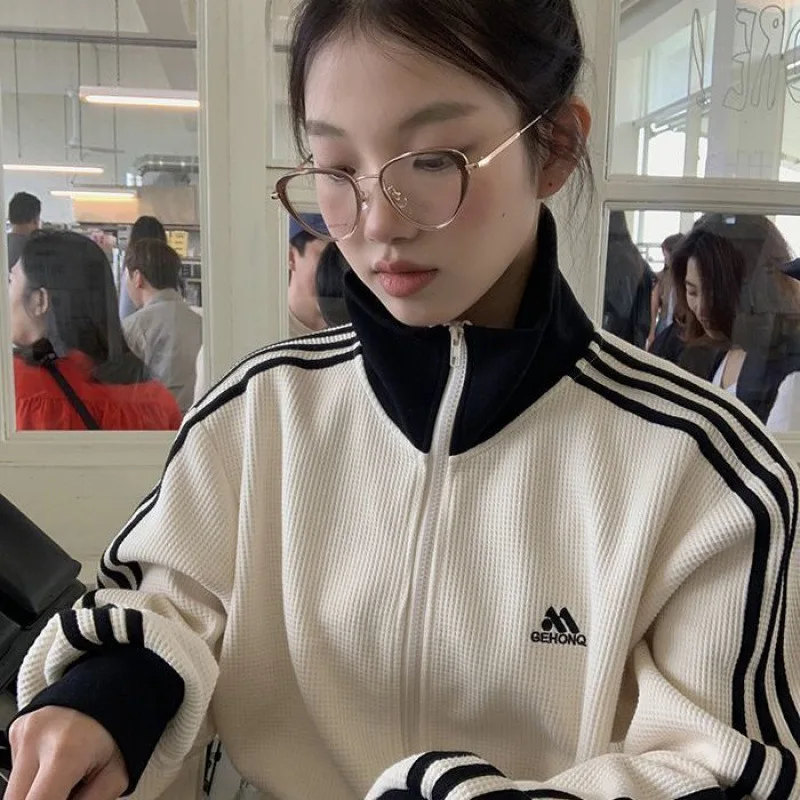 Womens Sweat Jacket 2025 New Coat Pure Color Zipper Casual Street Style Track Jacket Tops Female Trendy Korean Thin Outerwear