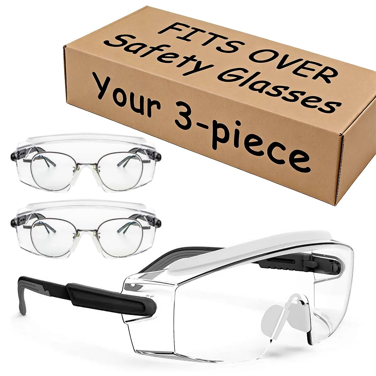 

3 шт. черные противотуманные защитные очки с запахом, защита глаз, совместимые с очками, сертифицированные защитные очки ANSI Z87.1 HM5