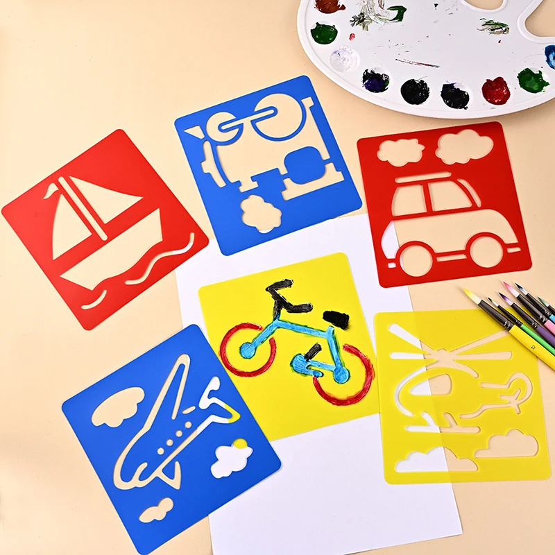 DIY Cartoon Shape Drawing Stencils for Educational Art