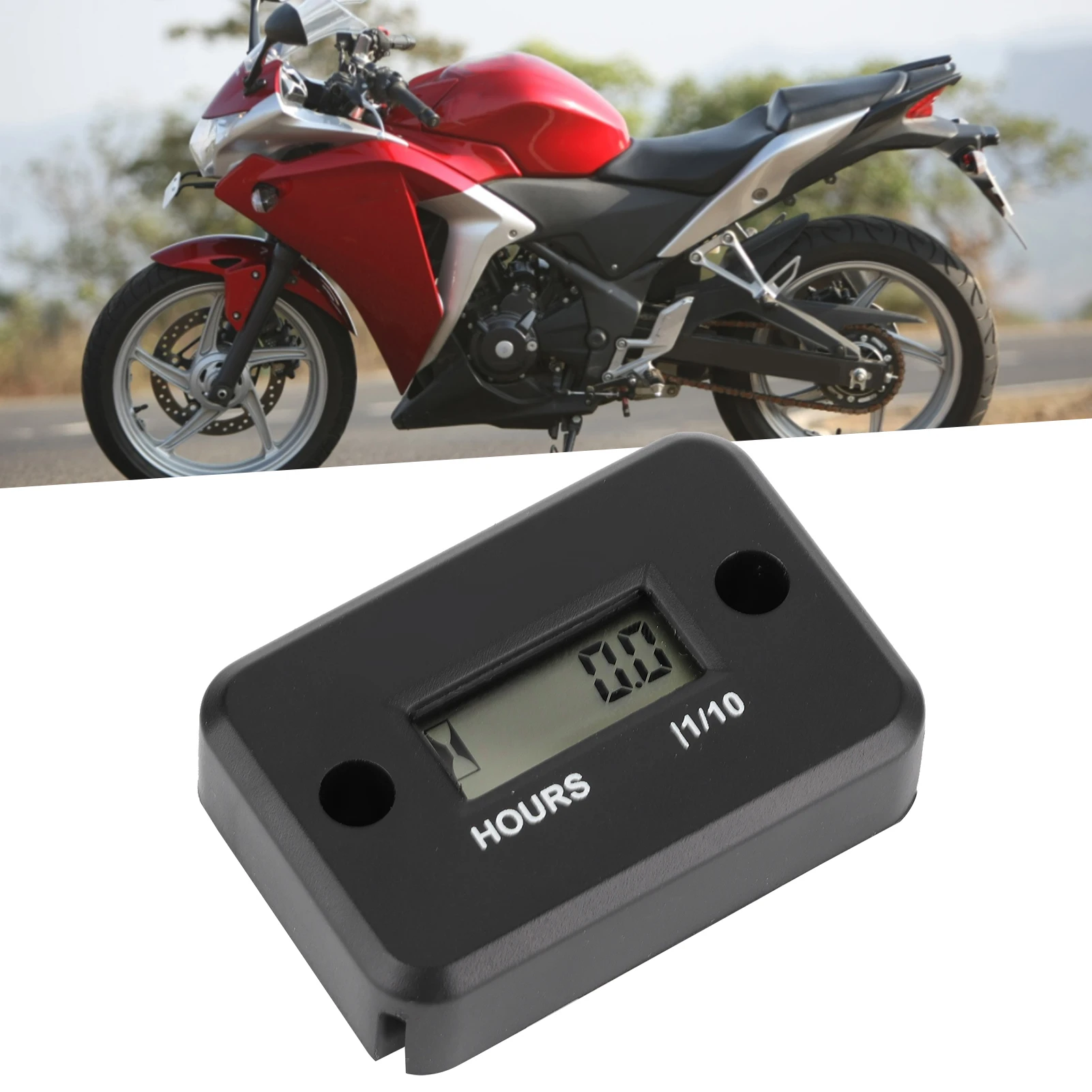 

Индукционный цифровой счетчик моточасов, маленький, водонепроницаемый, для газовых двигателей, газонокосилок, мотоциклов, квадроциклов, UTV, тахометр, счетчик моточасов, водонепроницаемый счетчик времени