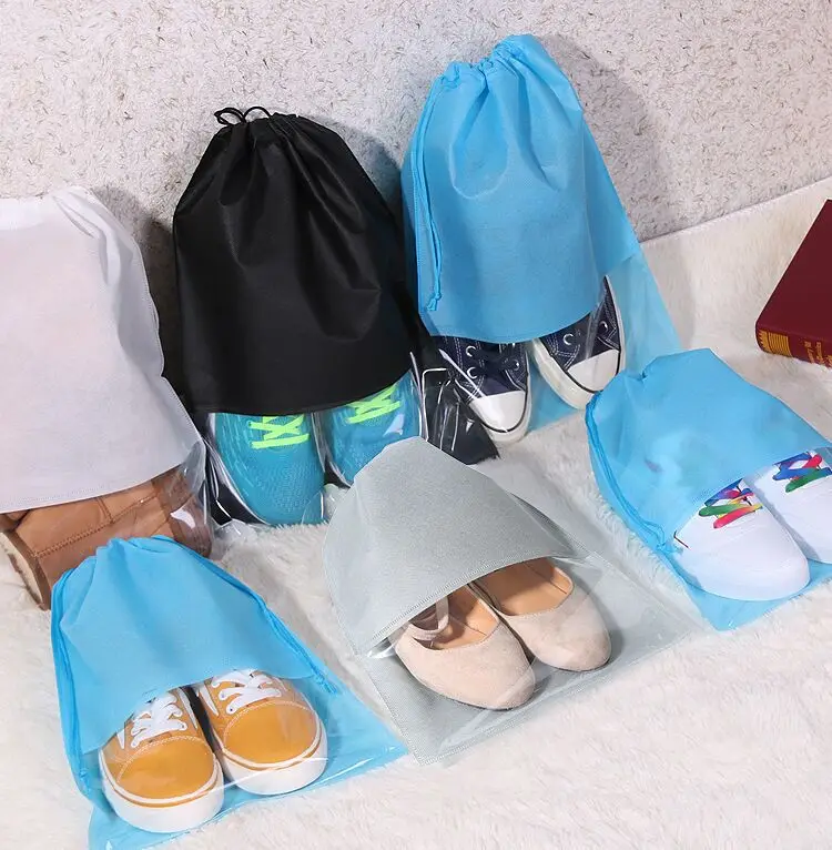 10/5PCS Shoes Bag Closet Organizer Non-woven Storage Bags Waterproof Travel Portable Pocket Clothing Tranparent Hanging Bag