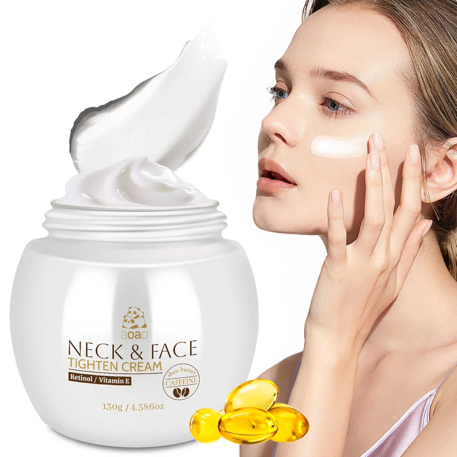 Facial and Neck Cream with Caffeine and Retinol Deep Hydrating Moisturizer for Day and Night Multi-Action Cream.