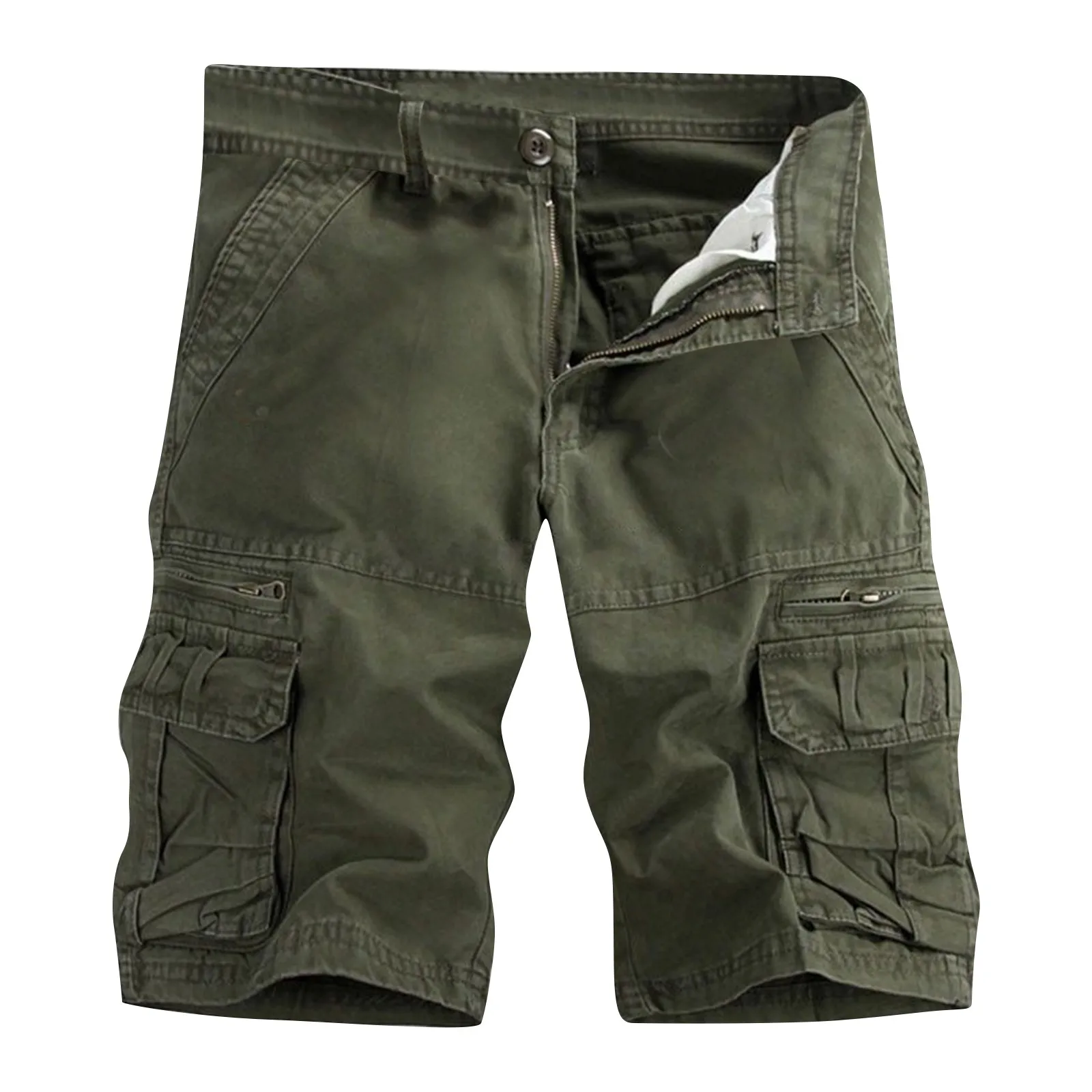 Heren Straight Cargo Shorts Zomer Dagelijkse Causale All-Match Werkkleding Shorts Met Zakken Lente Outdoor Sport Fitness Shorts