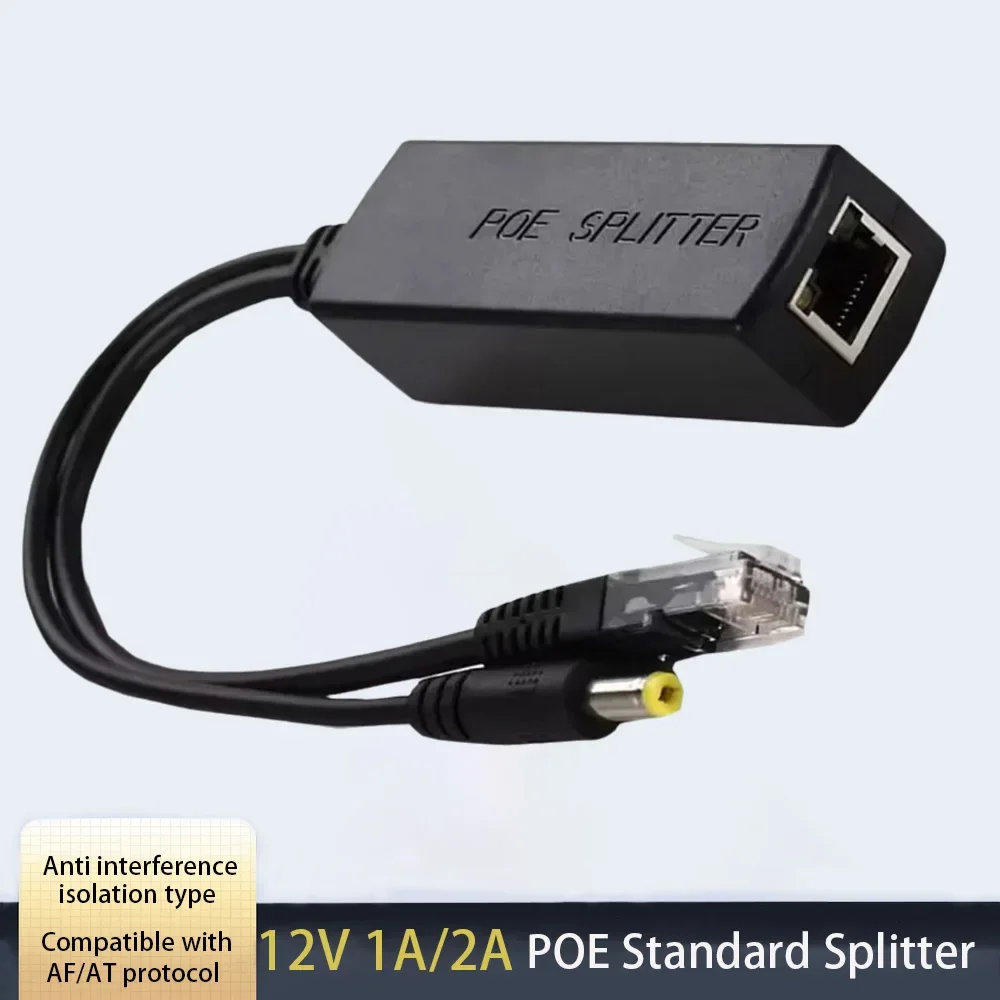 Huitenda POE Splitter Outdoor Waterproof 12V 1A/2A 15.4W 48Vto12V Cable 10/100Mbps Power Supply for ip camera  switch poe