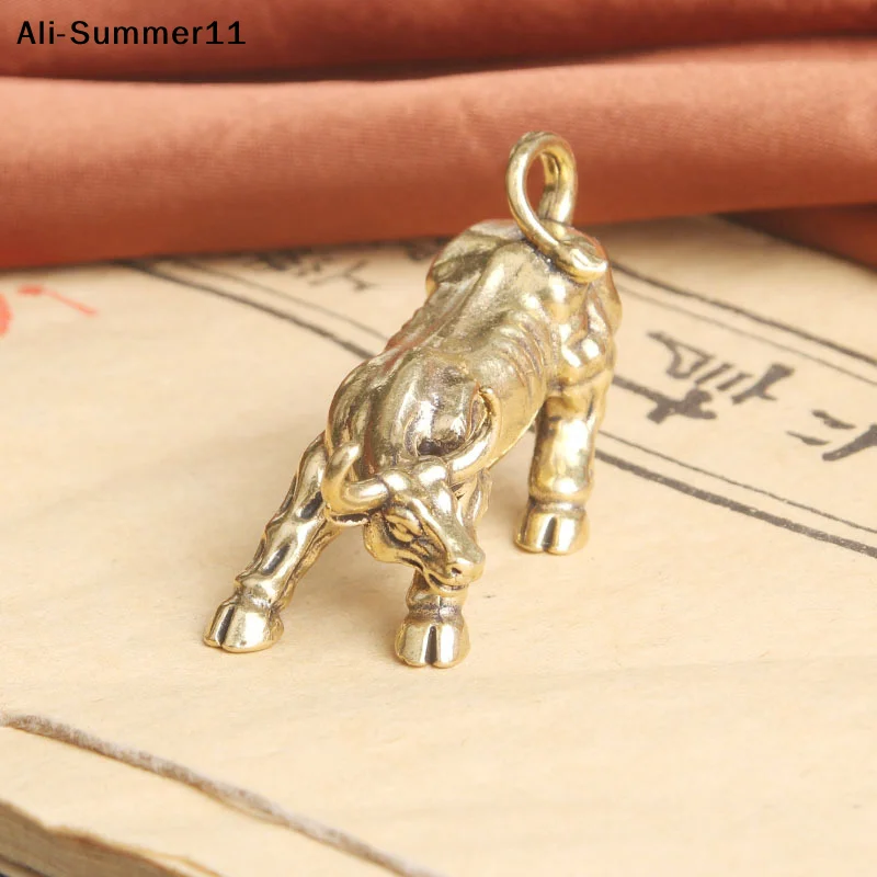 【1a1】Brass Bull Wall Street Cattle Sculpture Copper Cow Statue Mascot Exquisite Crafts Ornament Office Decoration Business Gift