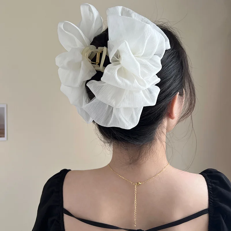 Woman Elegant Extra Large Two-sided Gauze Design Bowknot Hair Claws Lady Hairpins Barrettes Gilrs Hair Clips Hair Accessories