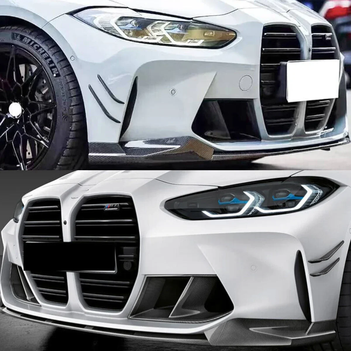 For 2021-2022 BMW G80 M3 G82 G83 M4 Front Bumper Lip Splitter Spolier Gloss Black 3pcs BodyKit Diffuser Lip