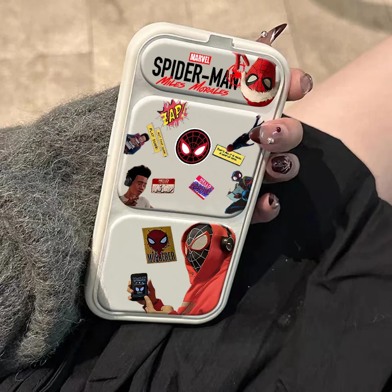 Marvel Spider Man Folding Bracket Phone Case For iPhone 15 14 13 12 Pro Max Fashion Protective Shell Cool Cartoon Phone Case Y2K