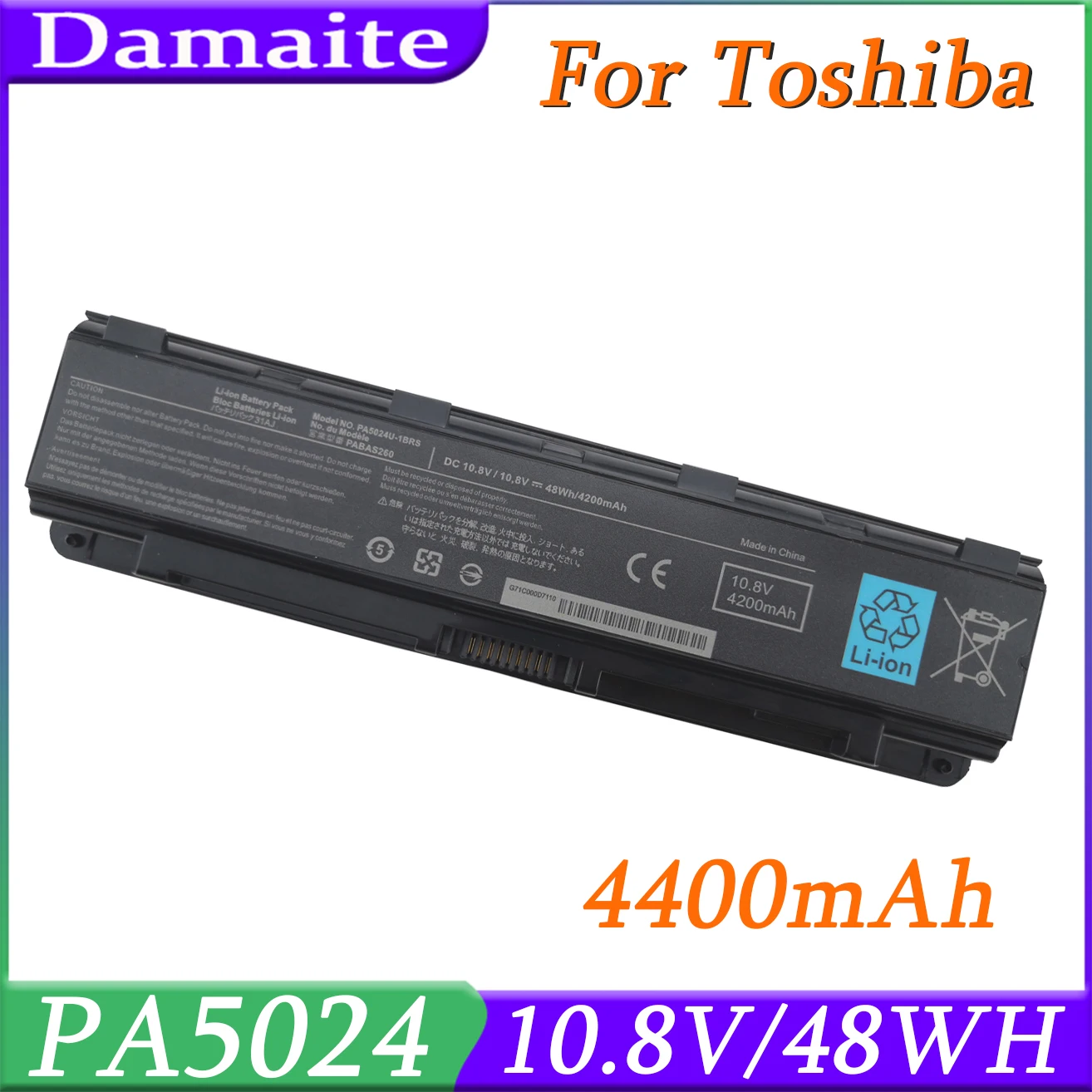 

PA5024U-1BRS 48WH Laptop Battery for Toshiba Satellite PA5024 PA5023U-1BRS 5024 5023 C850 C855D PA5023 PA5024U