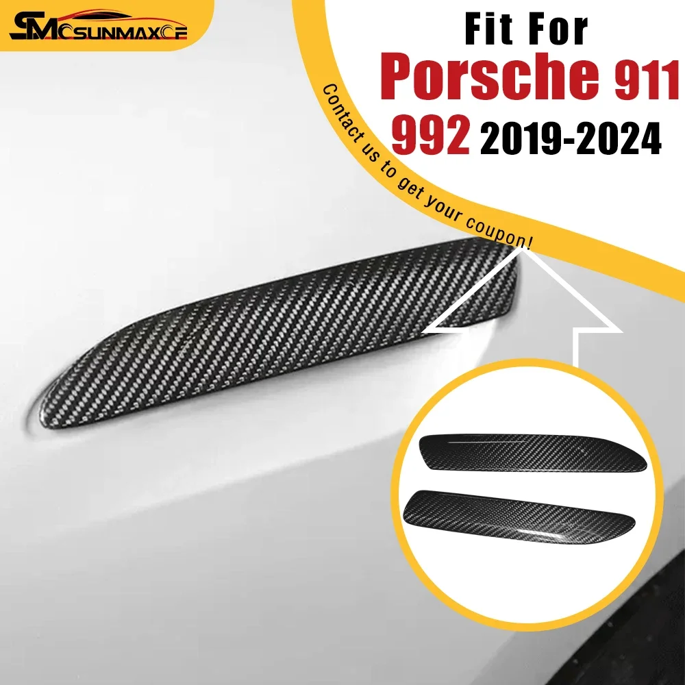 

For Porsche 911 992 Carrera Turbo S Targa 2019-2024 Car Exterior Real Carbon Fiber Door Handel Cover Stickers