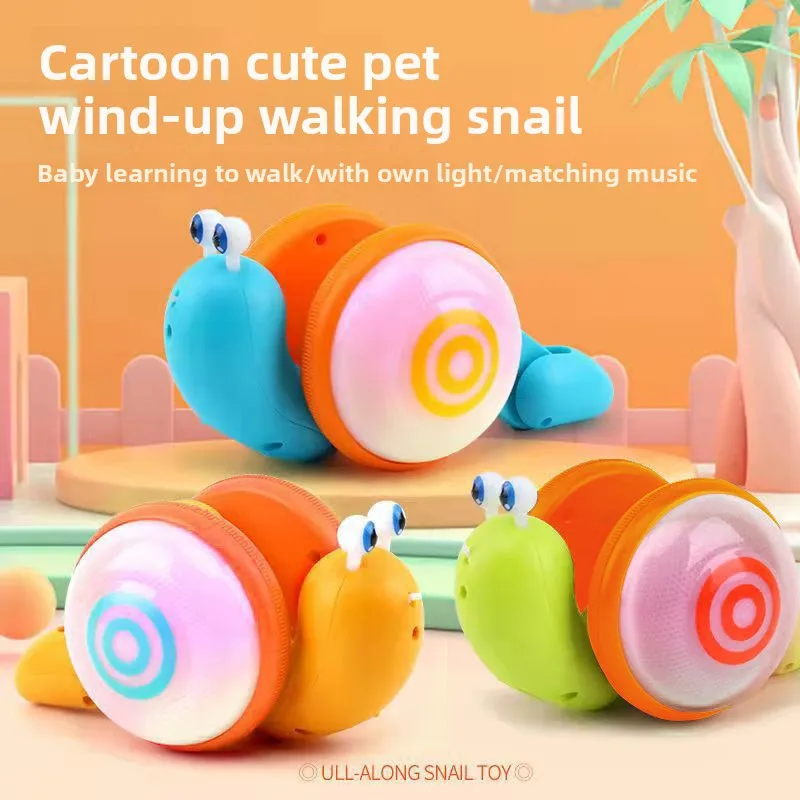 Fun Kid Pull Toy Light Snail Electric Pull Cord Kids Light Sound Traction Rope Walking ABS Plastice Luminous Doll