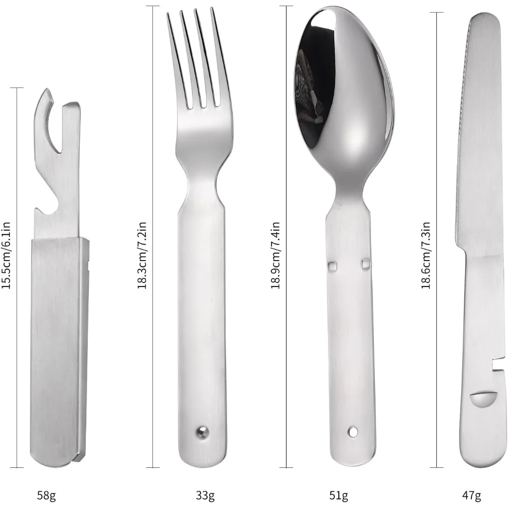 4Pcs Cutlery Set 304 Stainless Steel Knife Fork and Spoon Cutlery Set Camping Cutlery Outdoor Travel with Bottle Opener - view 5