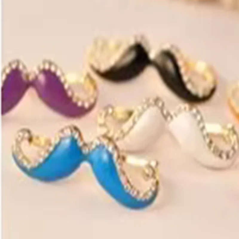2026 Korean Version Of The Retro Fashion Exquisite Crystal Sexy Hot Color Mustache Double Finger Ring  Ms.