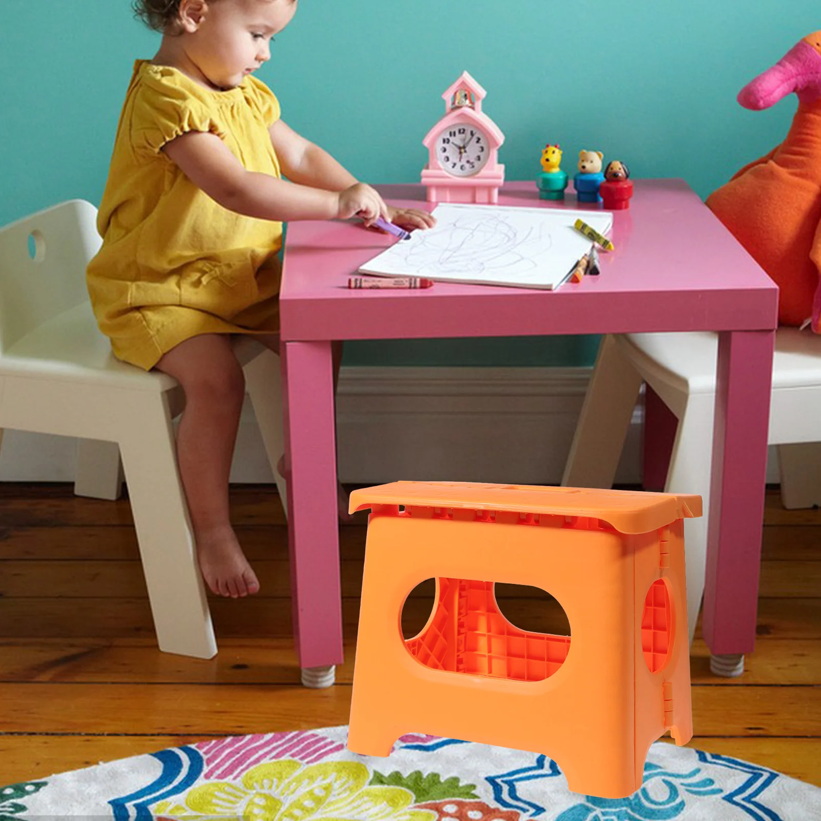 

Folding Chairs Pure Color Stool Collapsible Step Bathroom Foldable Household PP Material Footrest