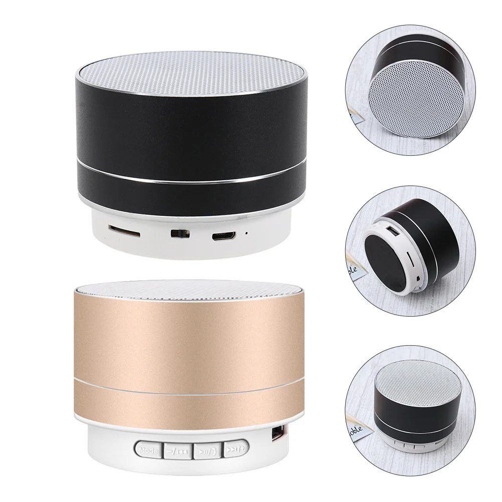 

2 pcs Portable Metal Speaker Led Colorful Light 360° Surround Sound Card Slot Wireless Music Player For Outdoor