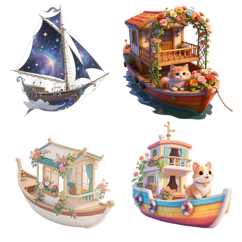 Three Ratels CAB22 cartoon boat Wall stickers for home decoration Children's bedroom decal