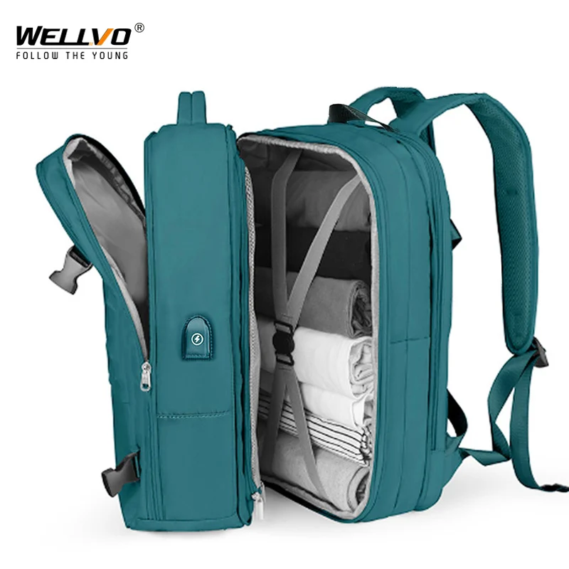 

Expandable Capacity Travel Backpack Large Flight Carry On Bag 15.6 Inch Business Trip Laptop Rucksack Luggage Storage XA299CR