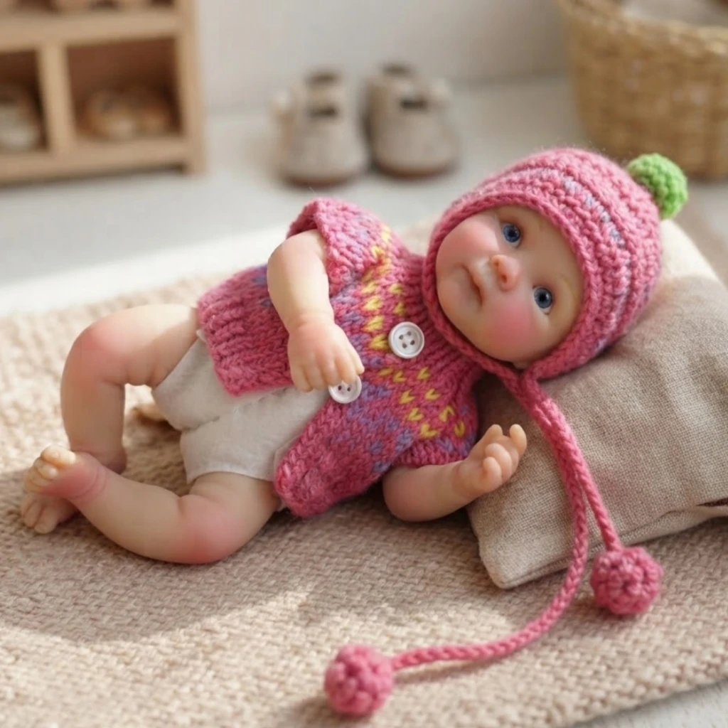 6 Inch Washable Mini Bettie Full Silicone Reborn Doll, Hand Painted Skin, Soft Touch, Extra Outfit, Bebe Reborn De Silicona