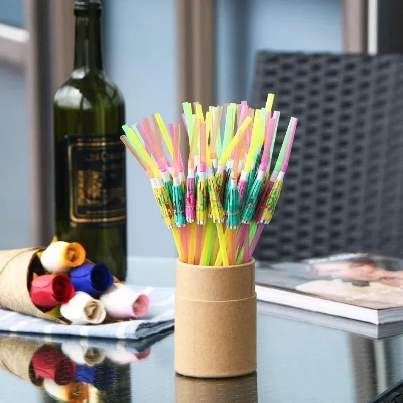 50 PCS Cocktail Umbrella Straws Assorted Party/BBQ/Hawaiian Personalized Creative Theme Straws