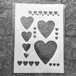 29cm A4 Small Big Hearts DIY Layering Stencils Wall Painting Scrapbook Coloring Embossing Album Decorative Template
