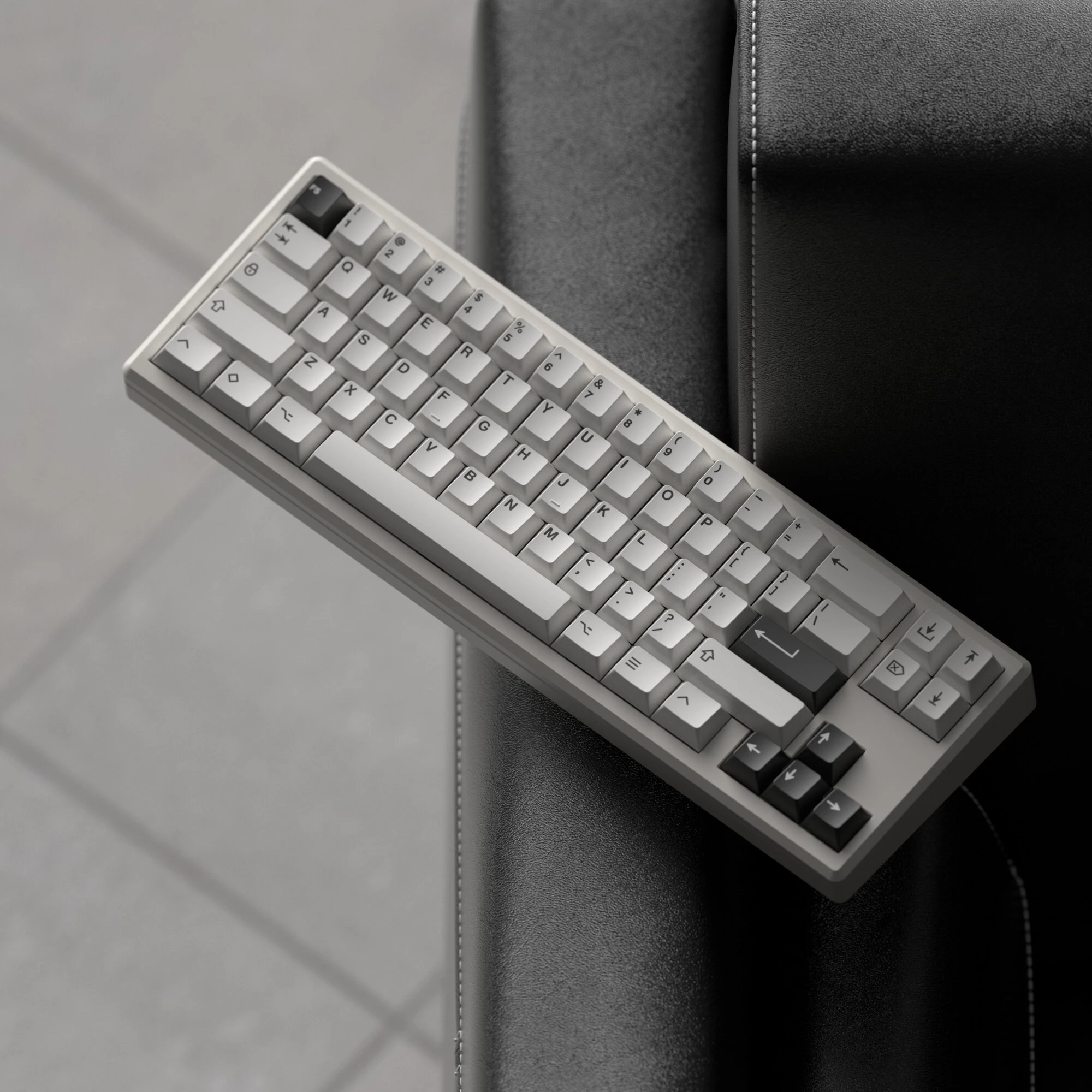 BOW Black White Minimalist PBT Dye-Sublimation Keycaps Cherry Profile for 61/68/75/84/87 Mechanical Keyboard Gaming