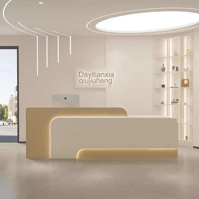 Nordic ​​Cream Style Reception Desks Cashier Desk Salon Reception Boutique Yoga Studio Commercial Custom Office Furniture FYRD​​