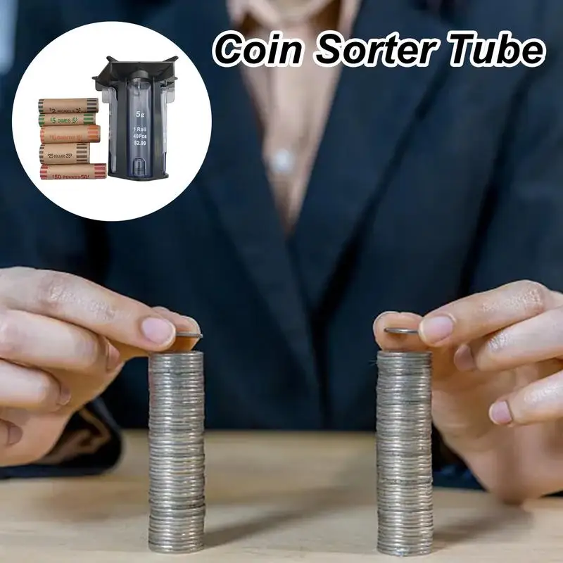 Coin Wrappers 5-in-1 Coin Sorter Tube Change Counter Machine Coin Bank Holder Coin Separator For Use Together With Coin Bank Jar